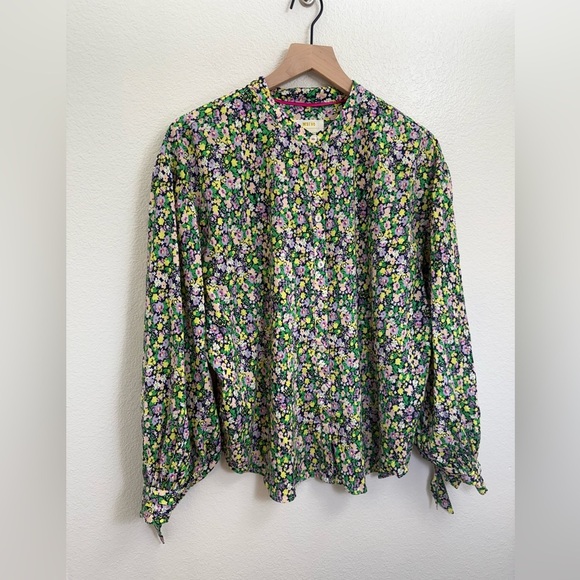 Anthropologie Maeve Ashleigh Puff-Sleeved Button Down Floral Top Blouse Large - Picture 5 of 12